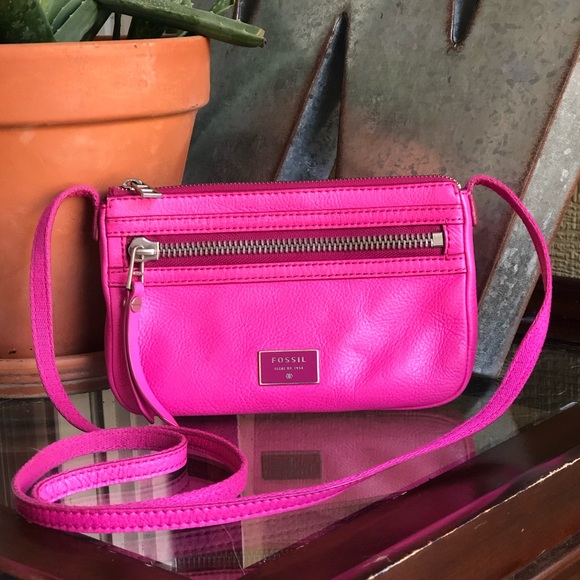 Fossil Handbags - Fossil Dawson Crossbody Hot Pink Leather